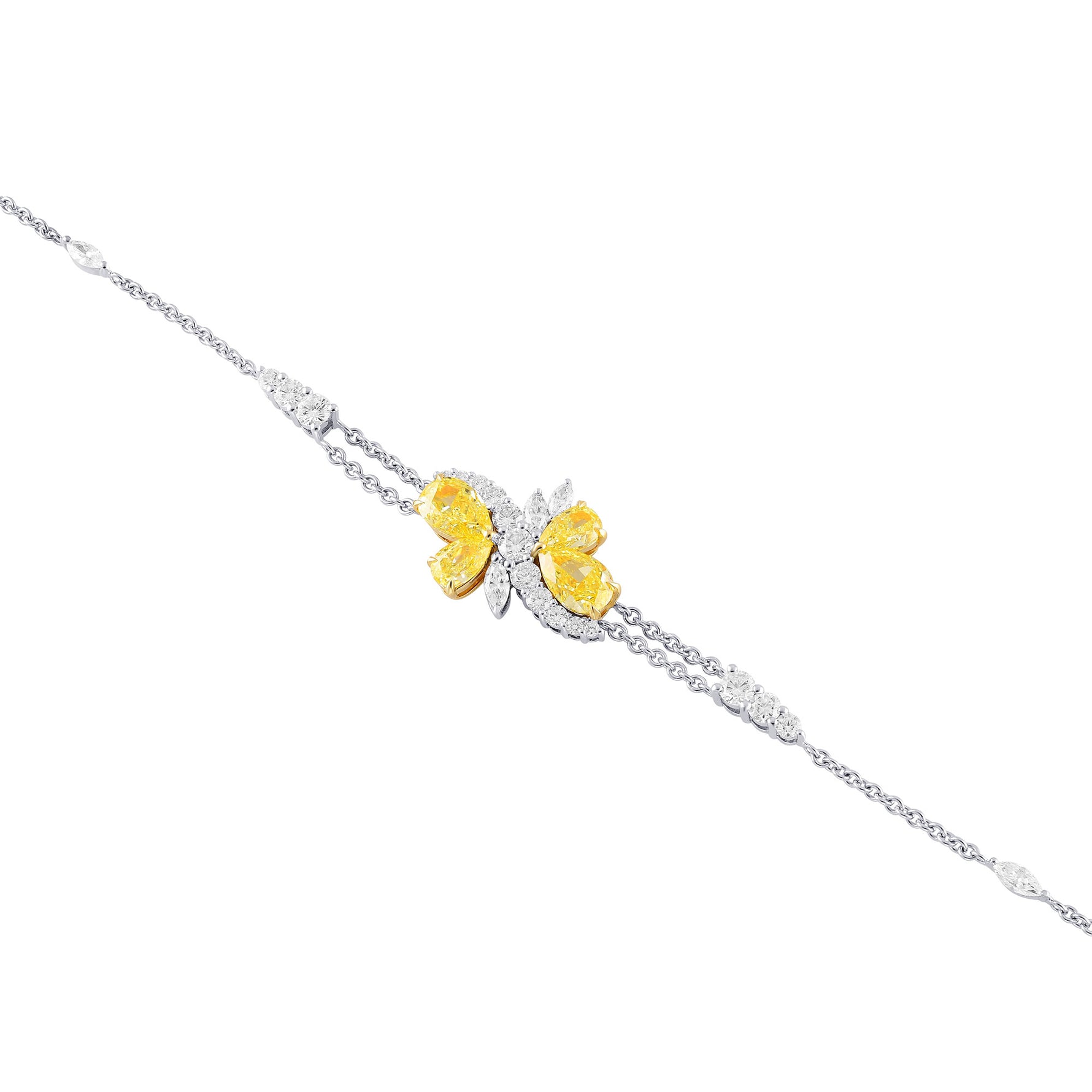 Fancy Intense Yellow Pear shape Diamond Couture Bracelet