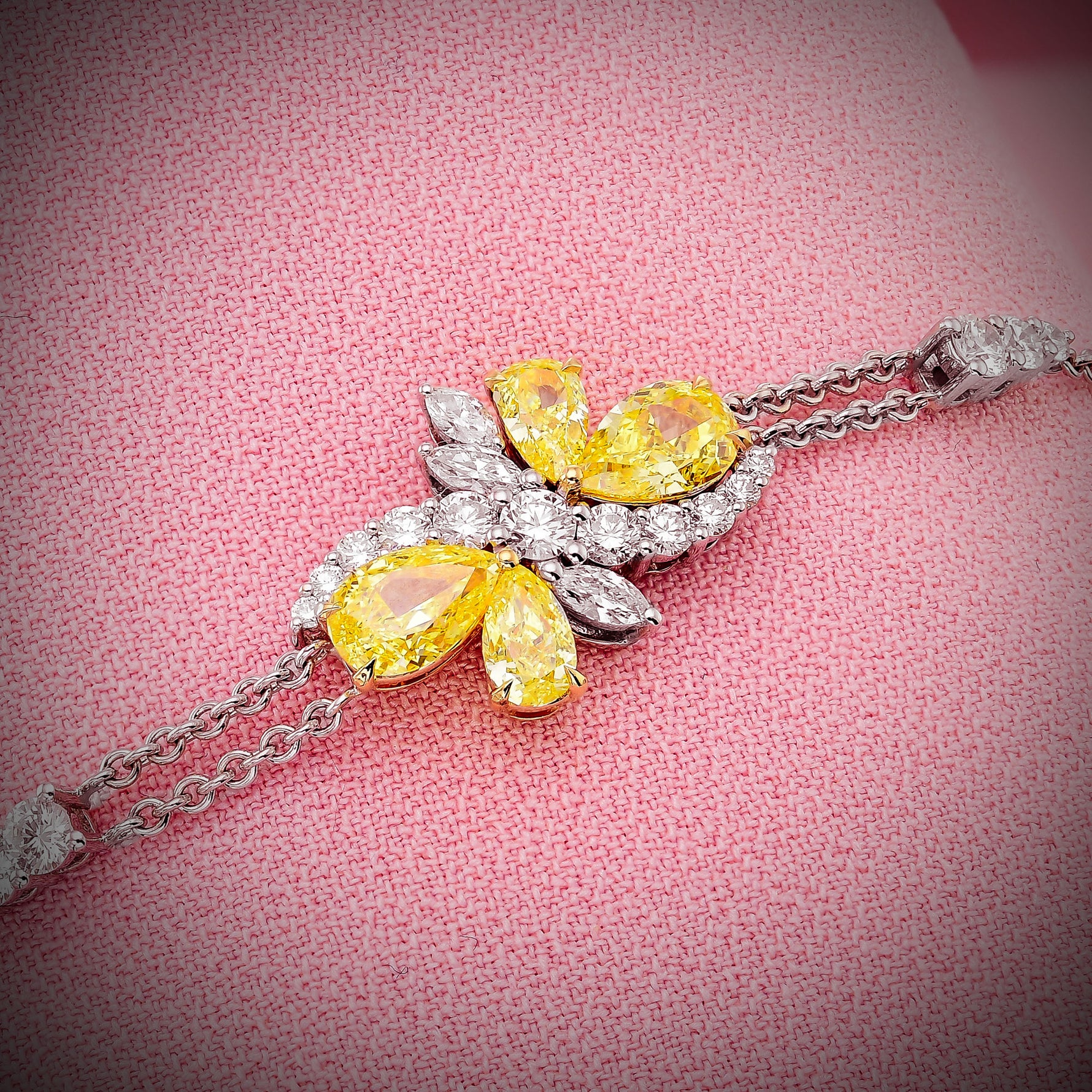 Fancy Intense Yellow Pear shape Diamond Couture Bracelet
