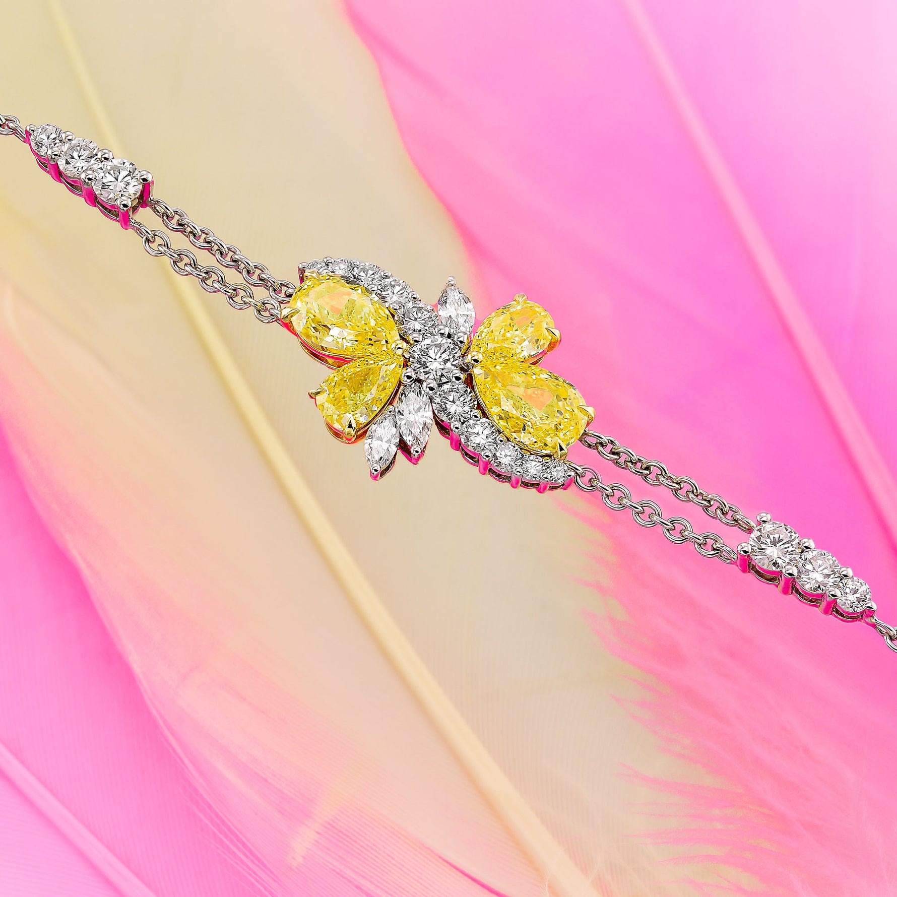 Fancy Intense Yellow Pear shape Diamond Couture Bracelet