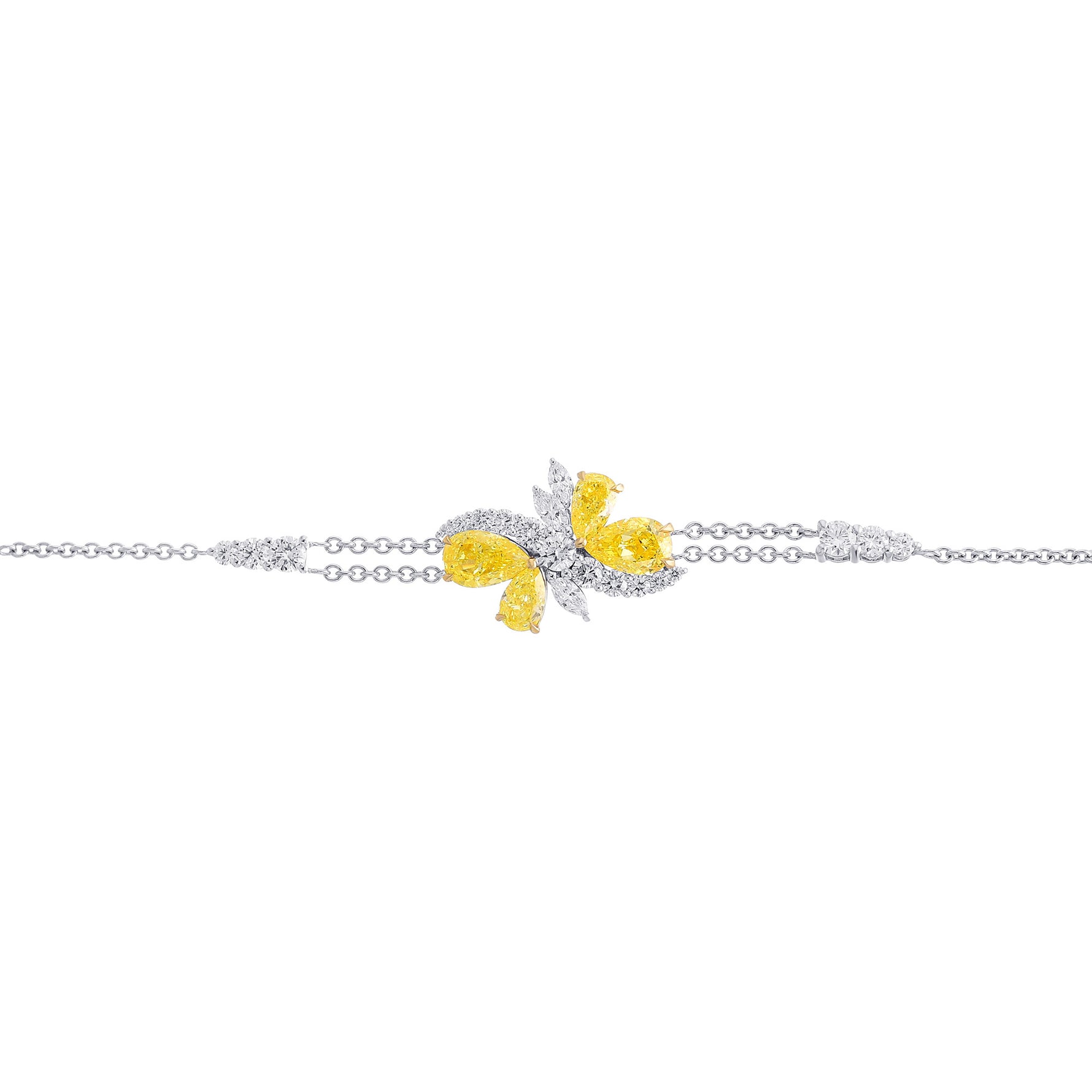 Fancy Intense Yellow Pear shape Diamond Couture Bracelet