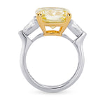 Fancy Intense Yellow Radiant and Triangle 3 Stone Diamond Ring