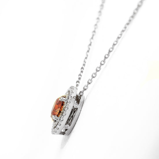 Fancy Deep Brownish Orange Diamond Halo Pendant
