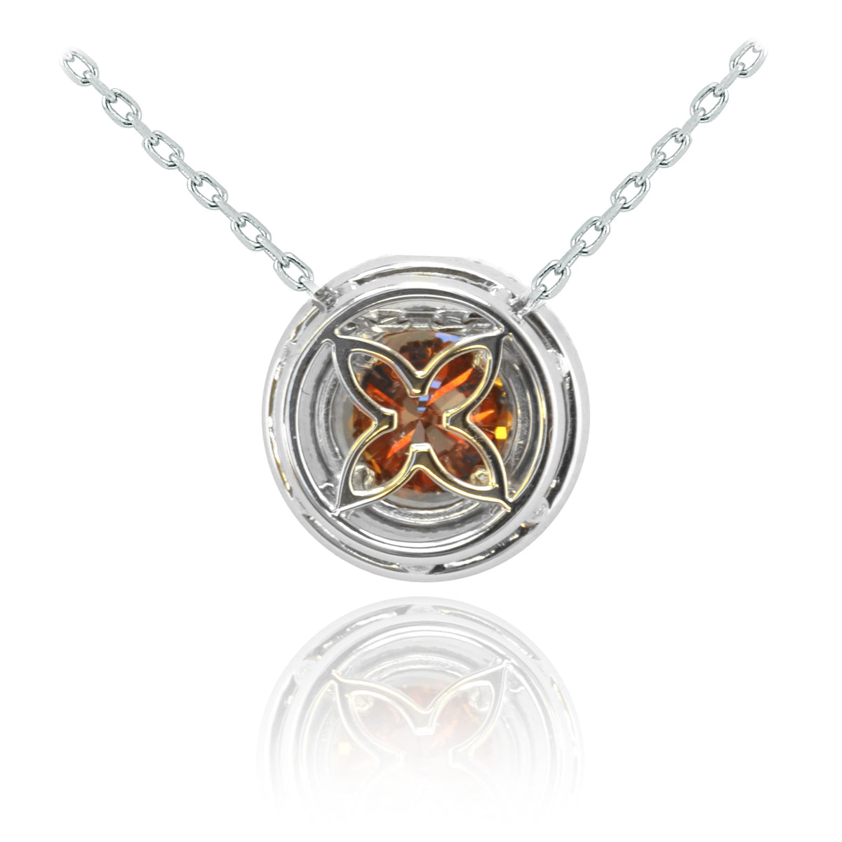 Fancy Deep Brownish Orange Diamond Halo Pendant