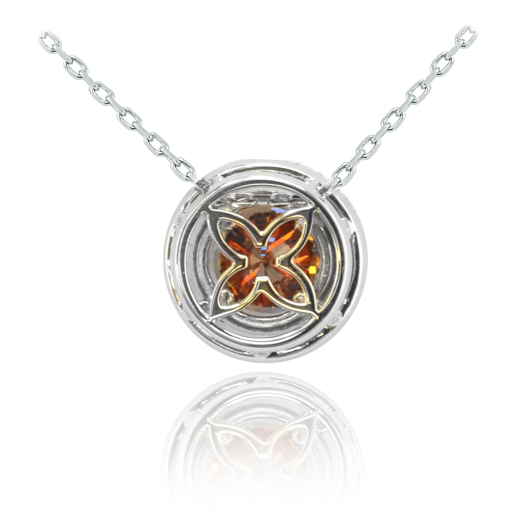 Fancy Deep Brownish Orange Diamond Halo Pendant