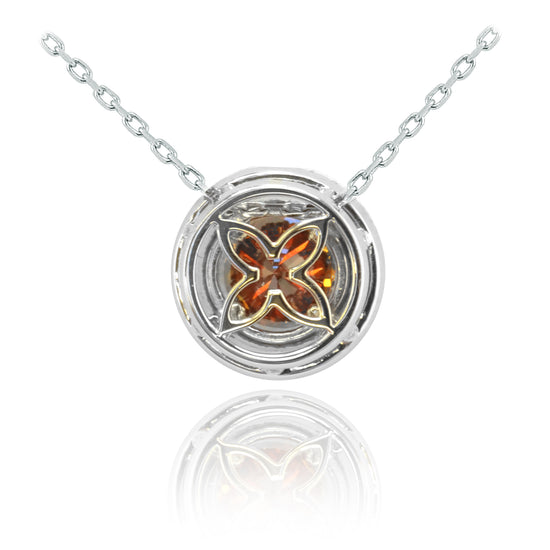 Fancy Deep Brownish Orange Diamond Halo Pendant