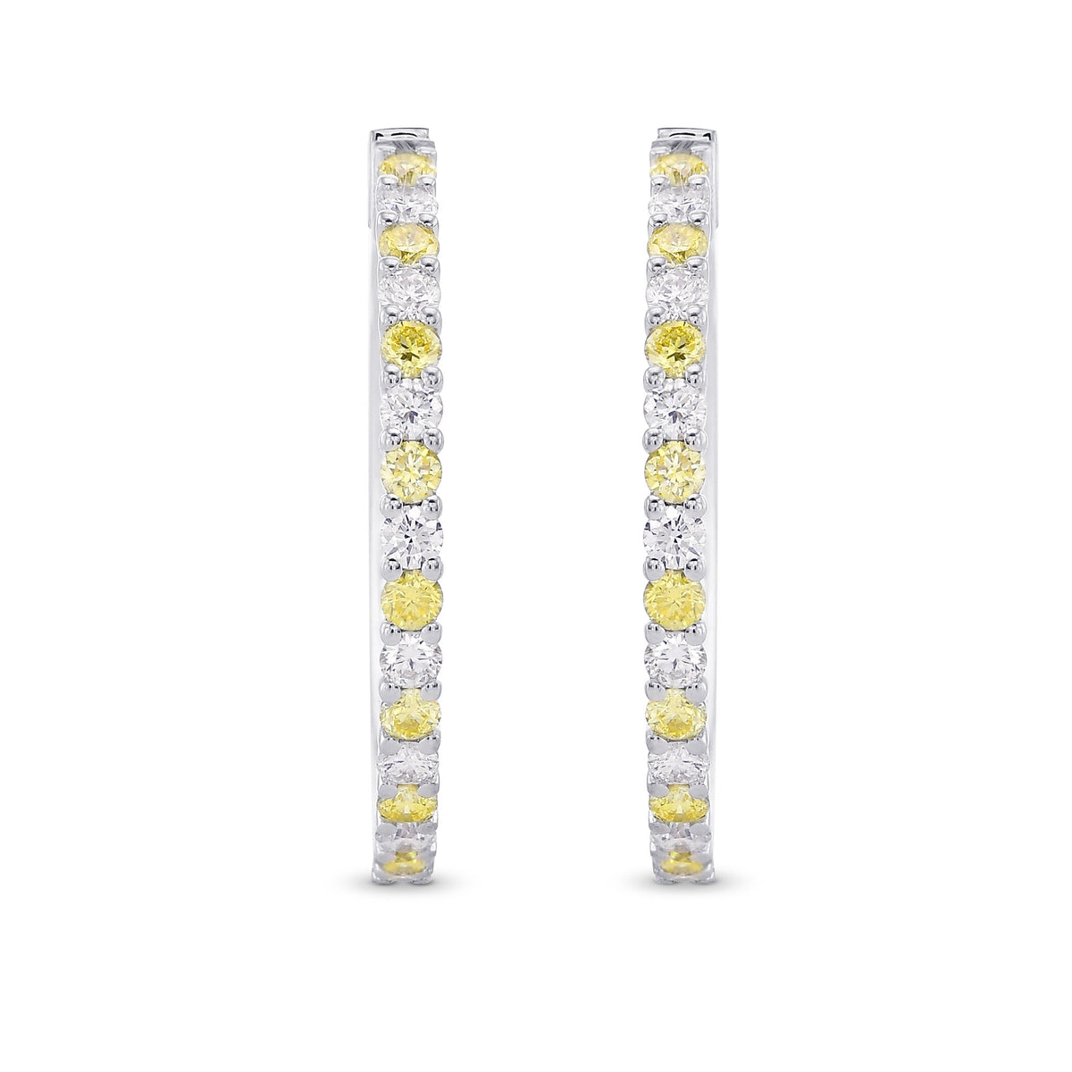 Fancy Yellow & Colorless Diamond Hoop Earrings