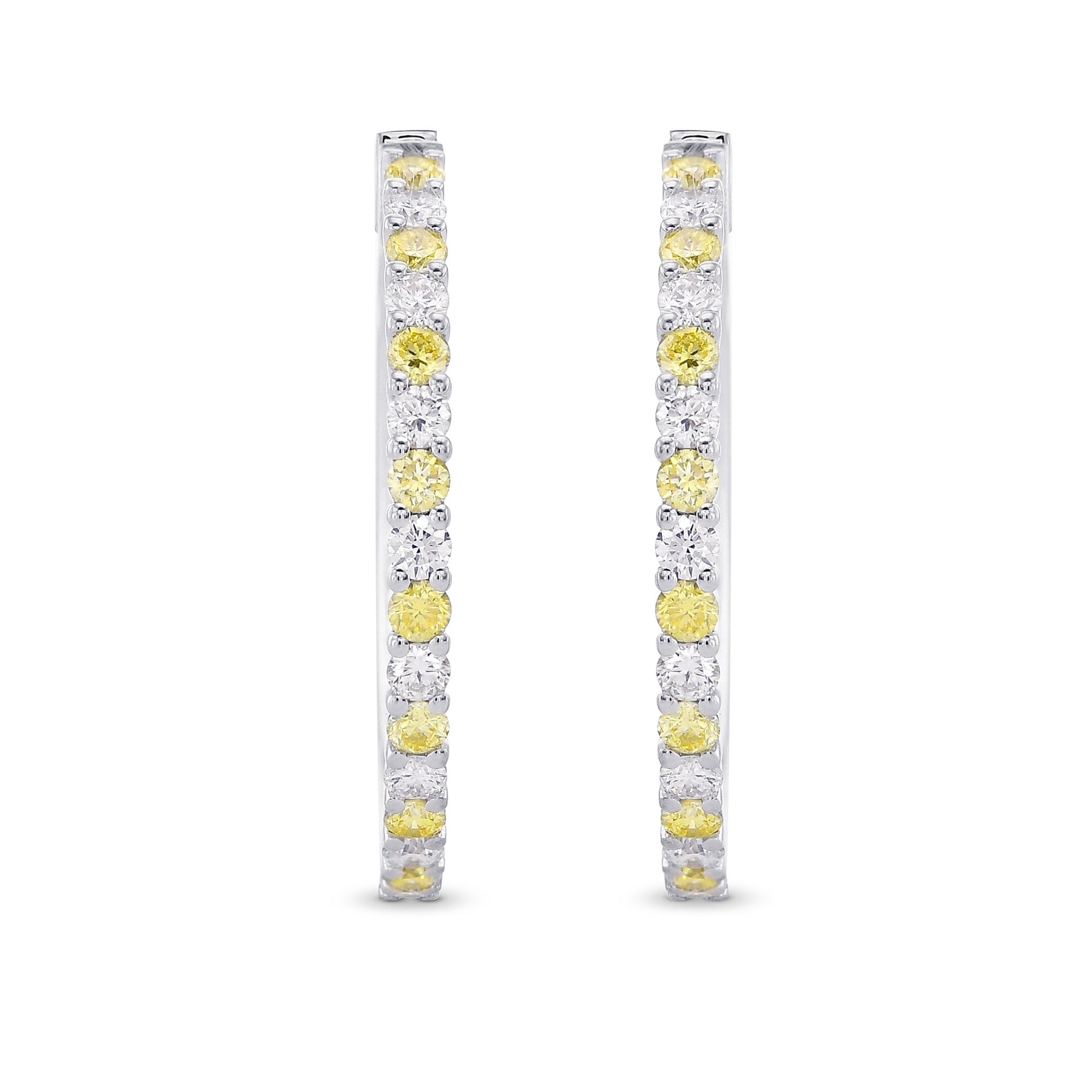 Fancy Yellow & Colorless Diamond Hoop Earrings