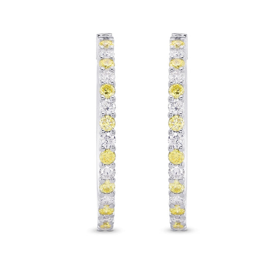 Fancy Yellow & Colorless Diamond Hoop Earrings