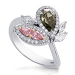 Asymmetrical Couture Color Diamond Ring