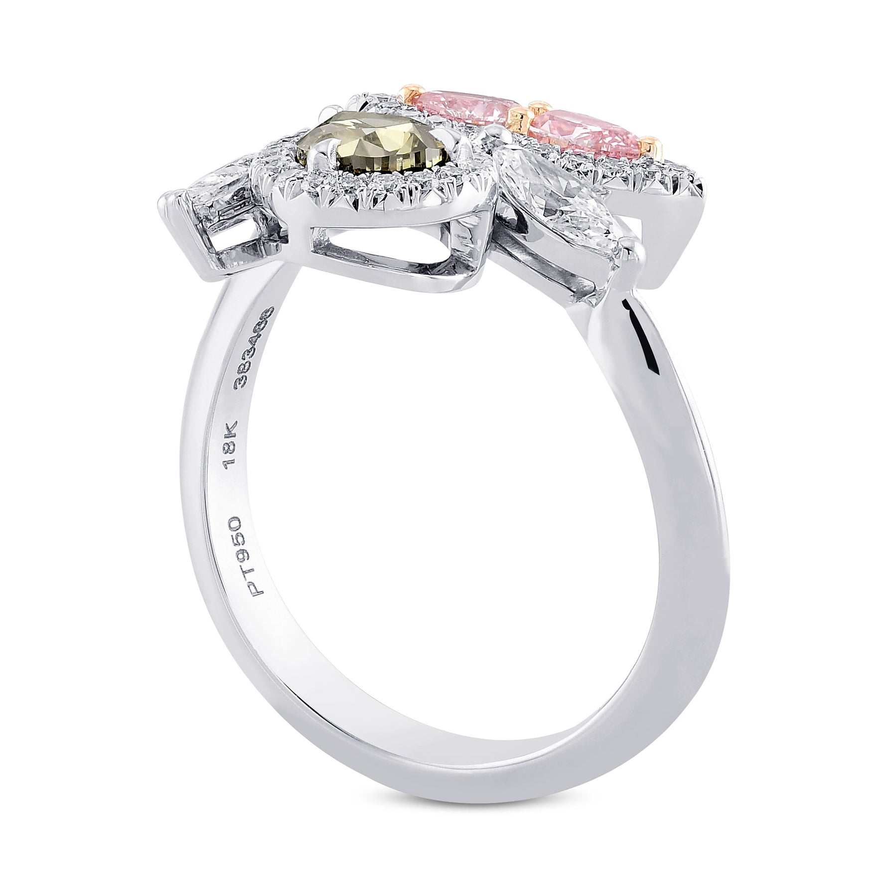Asymmetrical Couture Color Diamond Ring