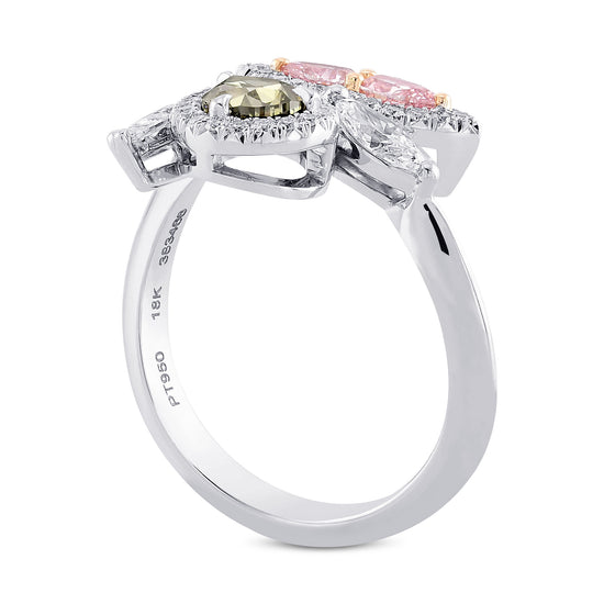Asymmetrical Couture Color Diamond Ring
