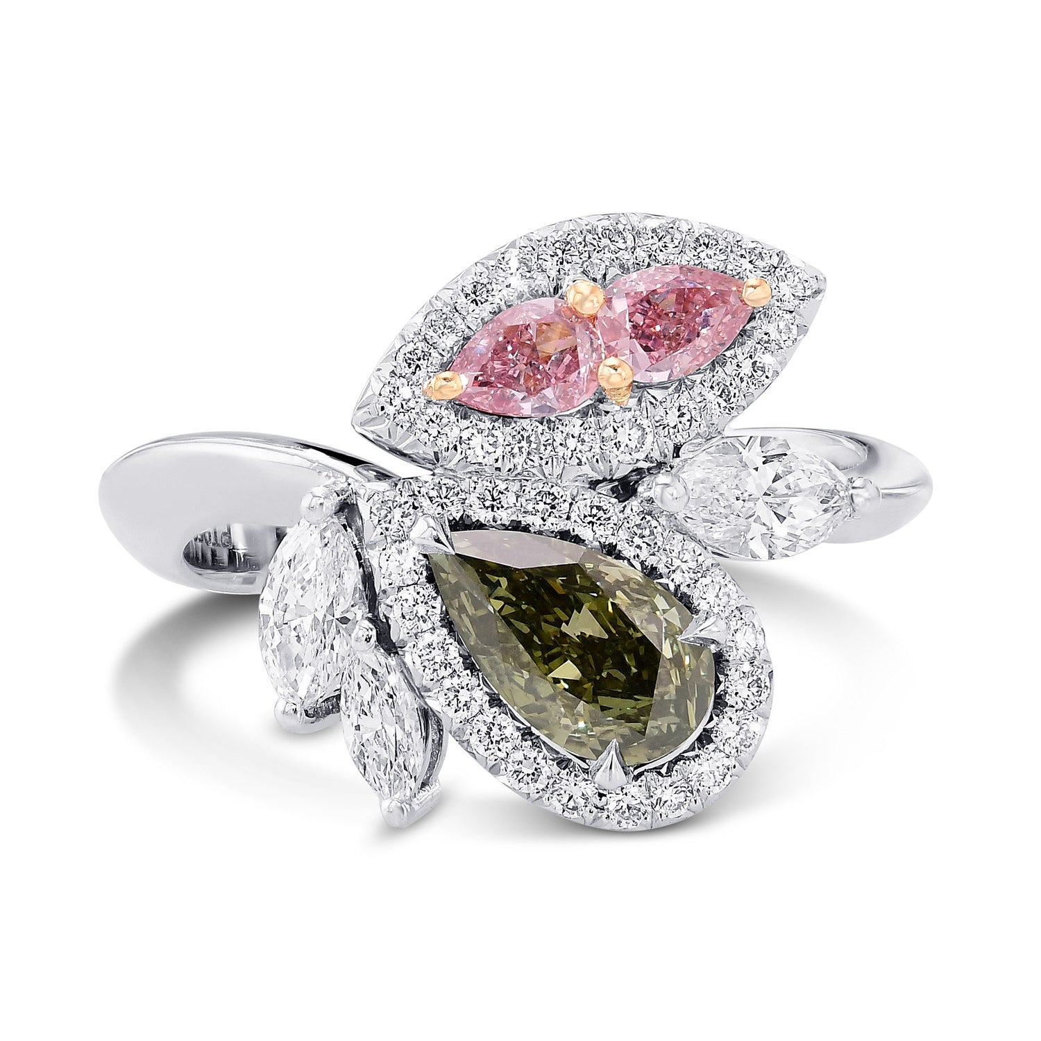 Asymmetrical Couture Color Diamond Ring