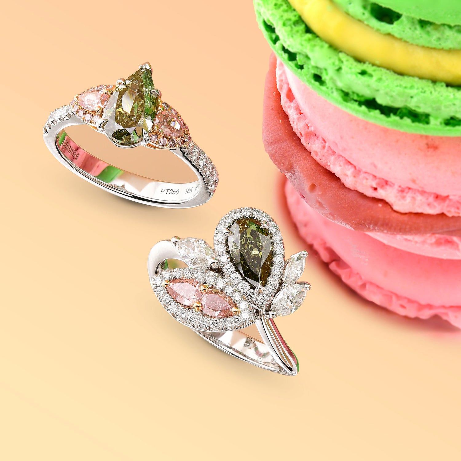 Asymmetrical Couture Color Diamond Ring