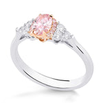 Fancy Intense Pink Oval Diamond Side Stone Ring