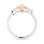 Fancy Intense Pink Oval Diamond Side Stone Ring