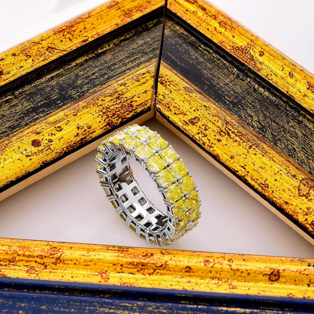 Fancy Yellow Radiant Diamond Band Ring 