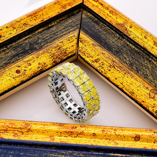 Fancy Yellow Radiant Diamond Band Ring 