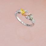 Multicolor Diamond Cluster Ring