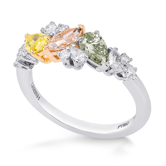 Multicolor Diamond Cluster Ring