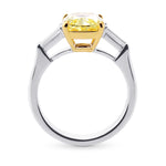 Fancy Yellow Cushion & Taper 3 Stone Diamond Ring