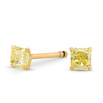 Fancy Yellow Radiant Diamond Stud Earrings