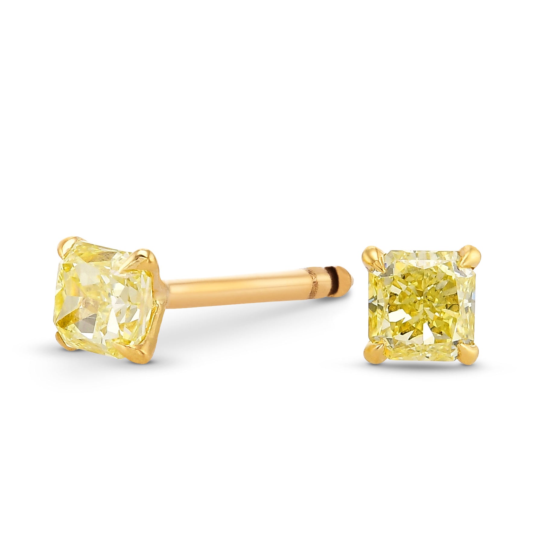 Fancy Yellow Radiant Diamond Stud Earrings