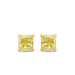 Fancy Yellow Radiant Diamond Stud Earrings