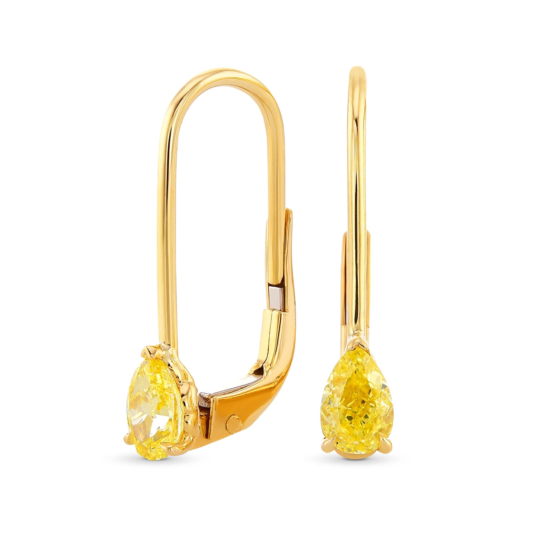 Fancy Intense Yellow Pear Diamond Drop Earrings