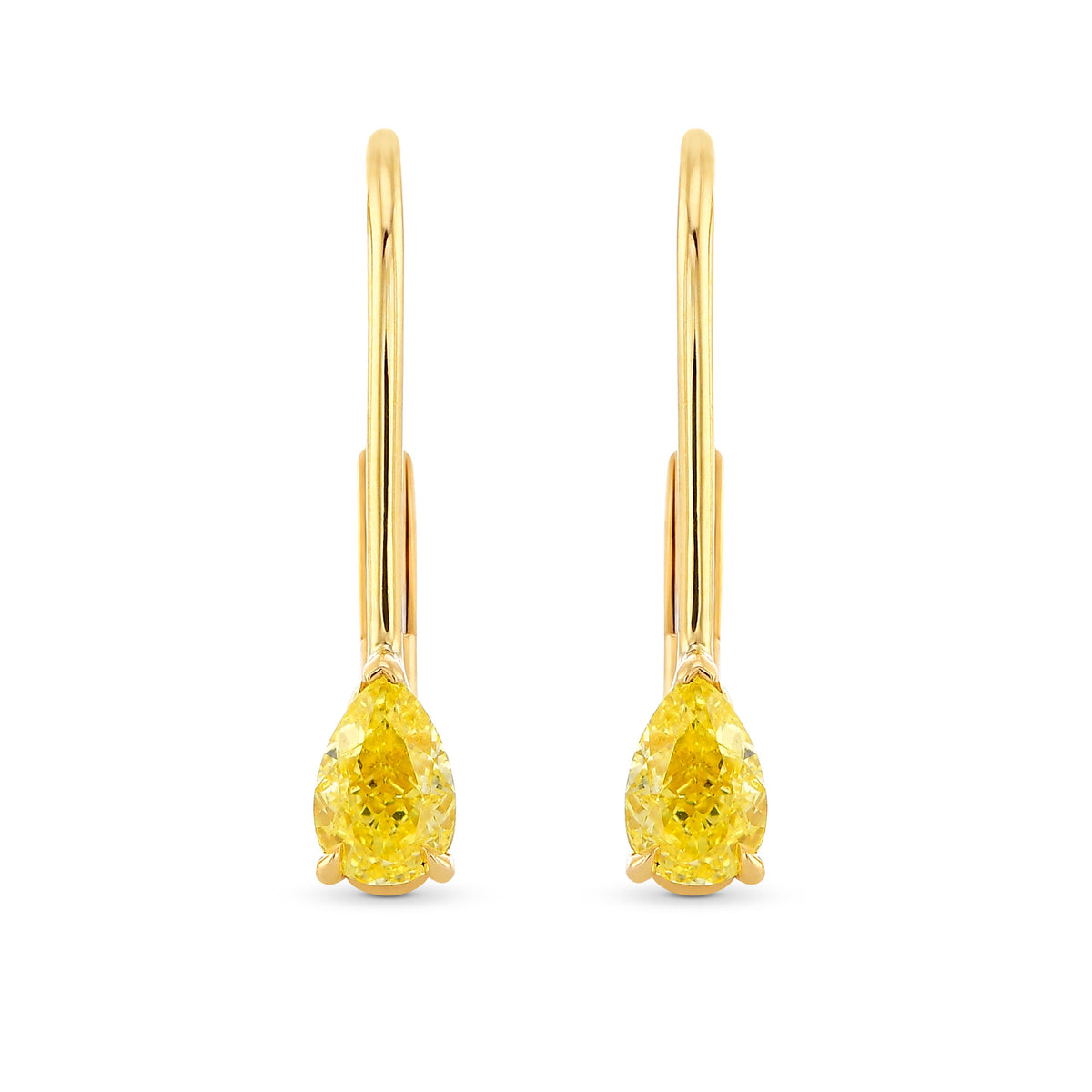 Fancy Intense Yellow Pear Diamond Drop Earrings