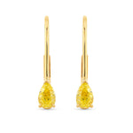 Fancy Intense Yellow Pear Diamond Drop Earrings