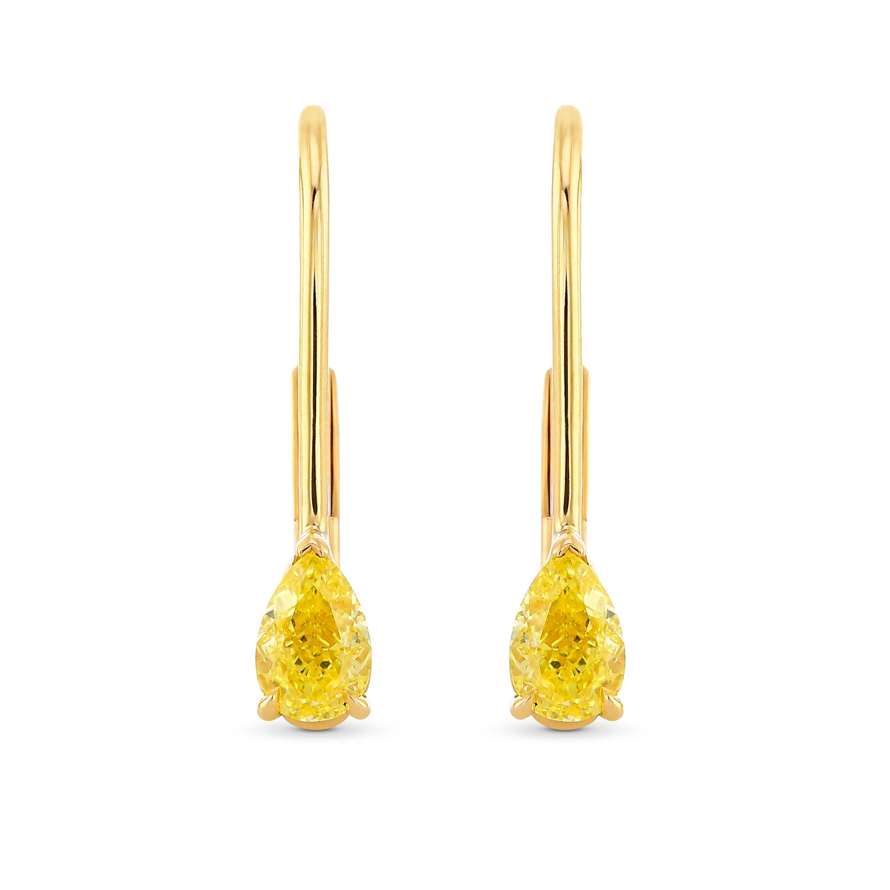 Fancy Intense Yellow Pear Diamond Drop Earrings