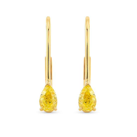 Fancy Intense Yellow Pear Diamond Drop Earrings