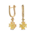 Fancy Yellow Heart Drop Diamond Earrings