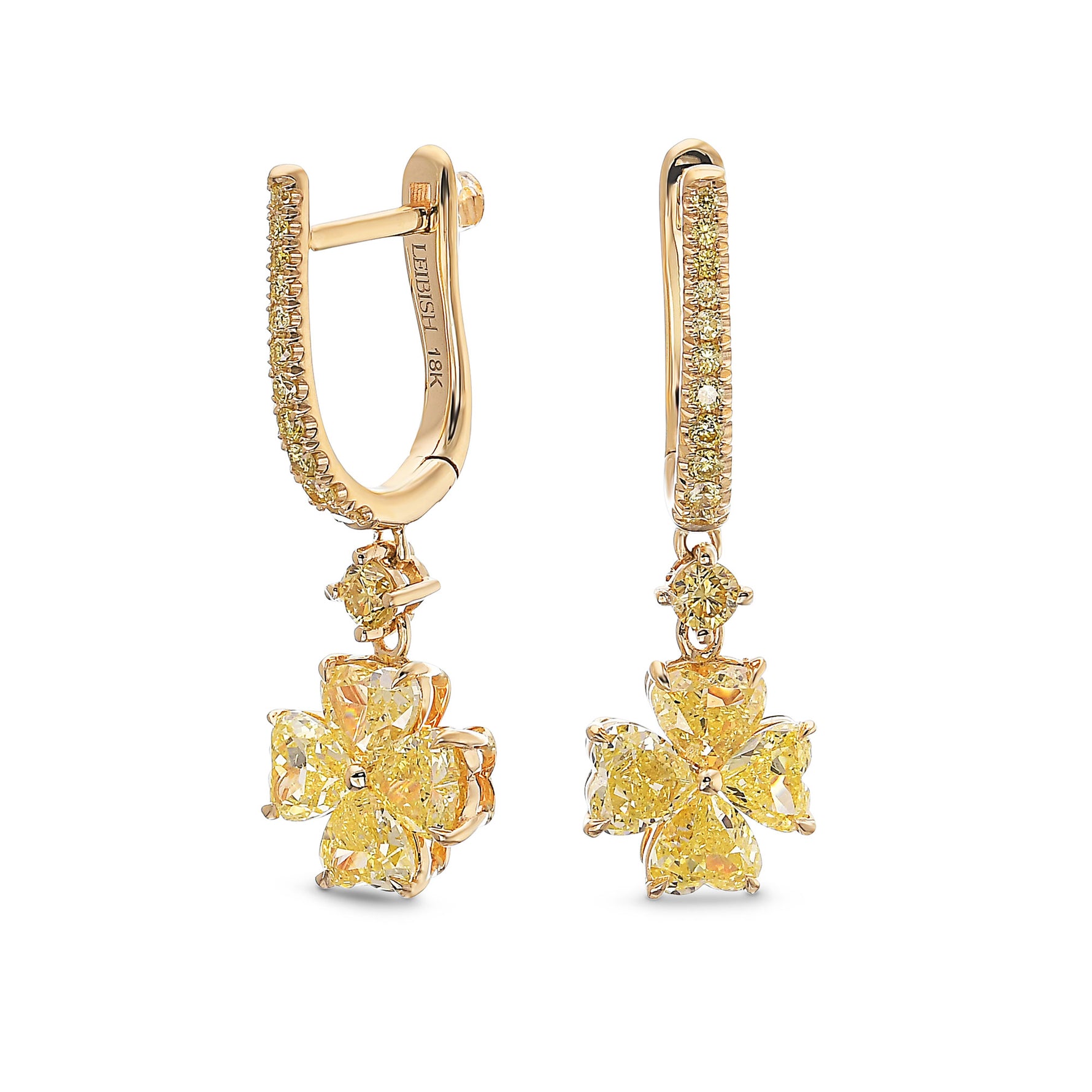 Fancy Yellow Heart Drop Diamond Earrings