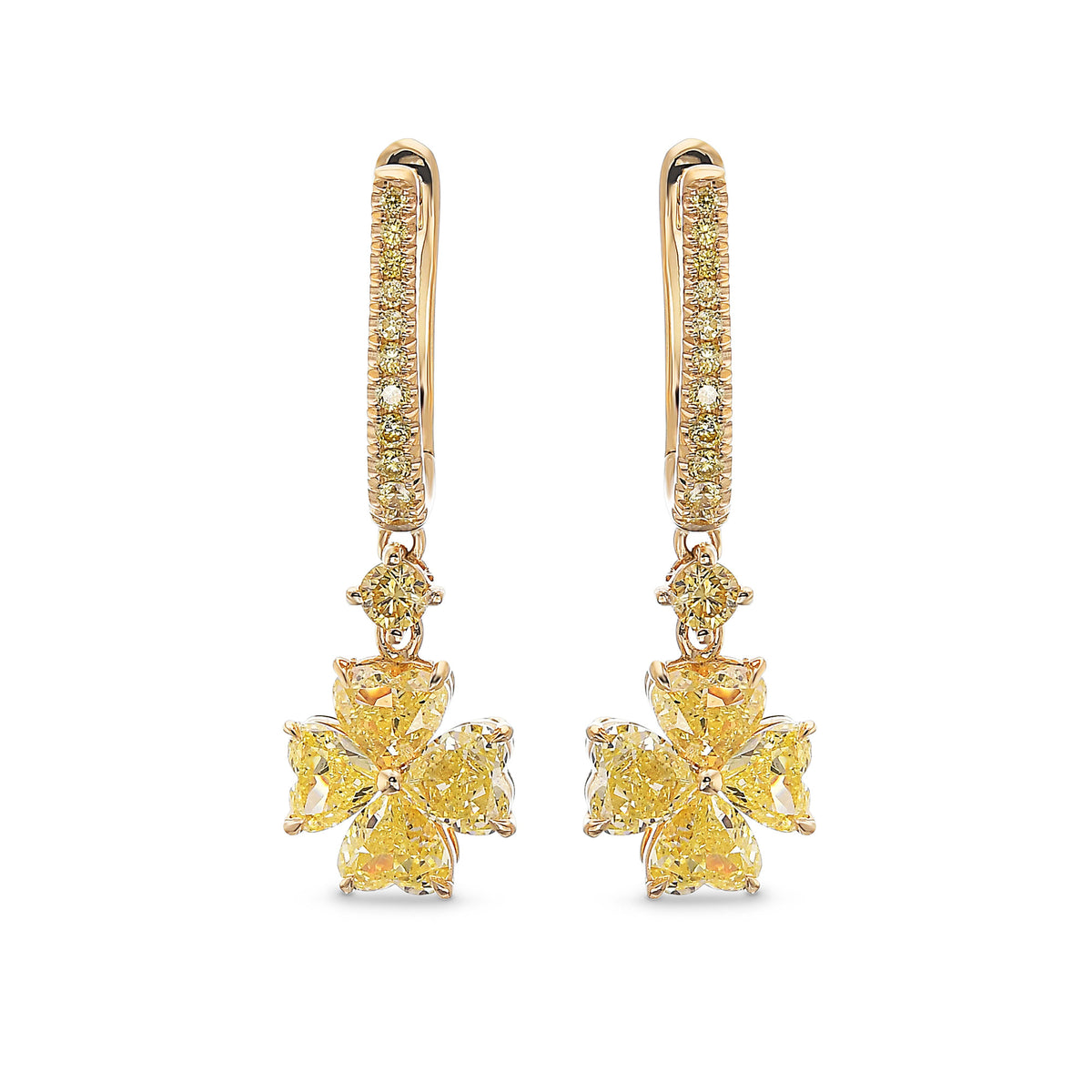 Fancy Yellow Heart Drop Diamond Earrings