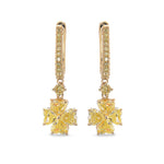 Fancy Yellow Heart Drop Diamond Earrings