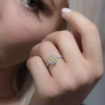 Fancy Yellow Cushion Halo Diamond Ring