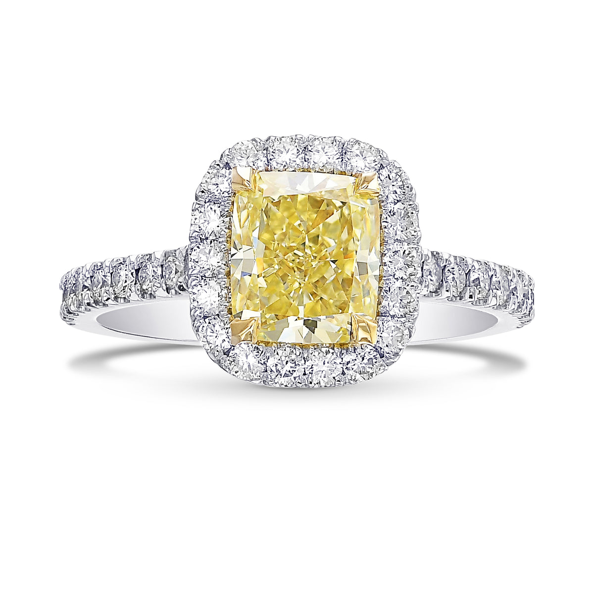 Fancy Yellow Cushion Halo Diamond Ring