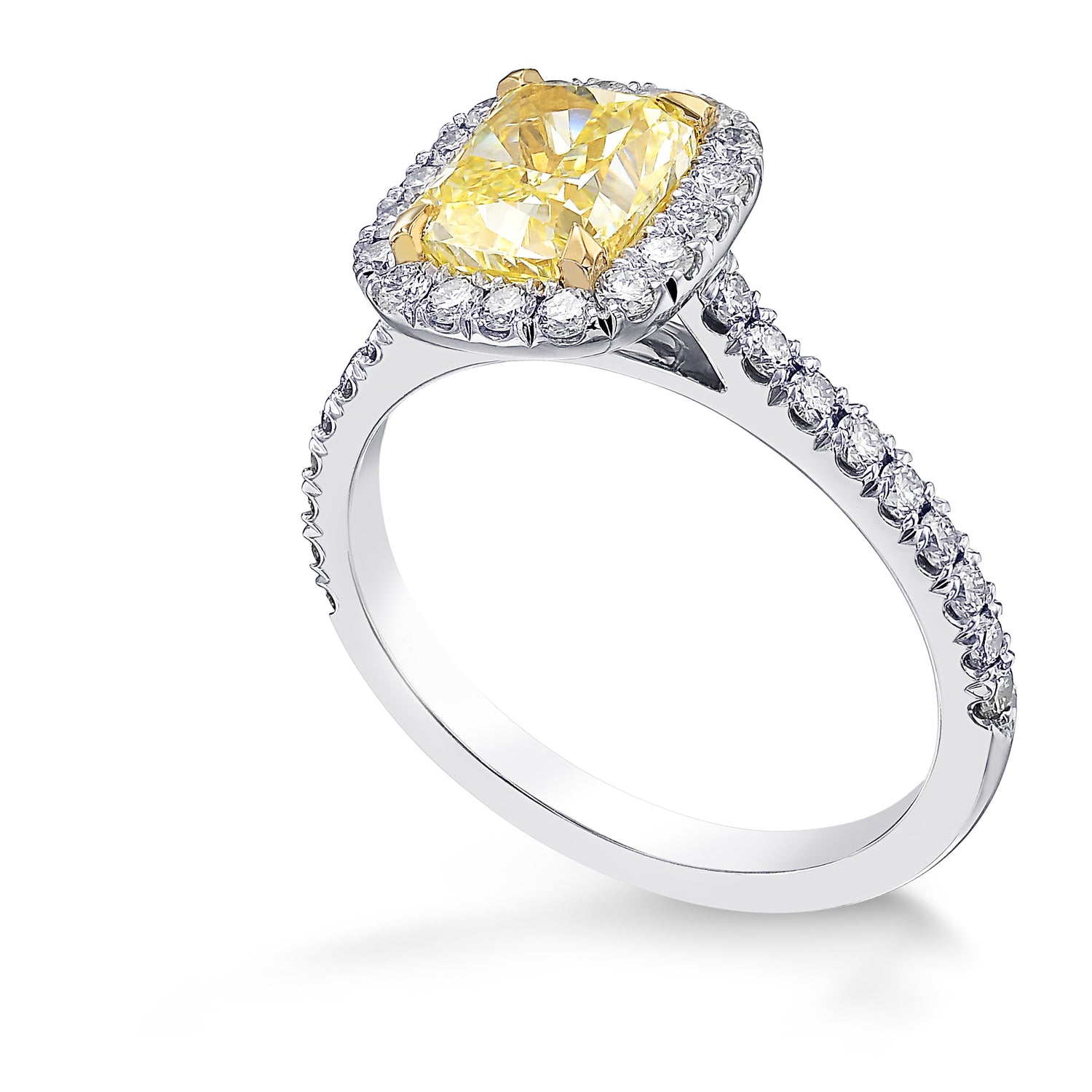 Fancy Yellow Cushion Halo Diamond Ring