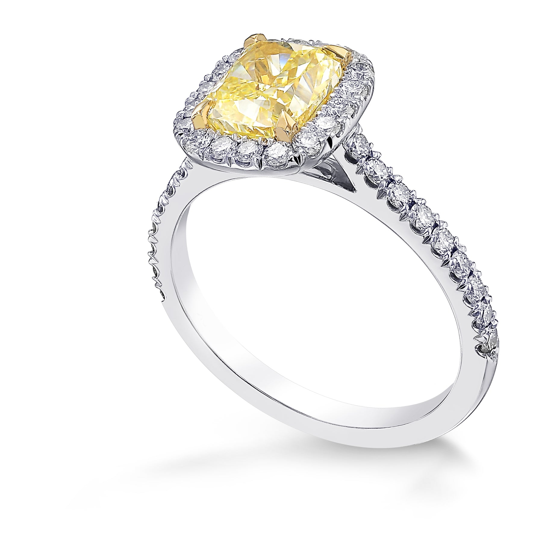 Fancy Yellow Cushion Halo Diamond Ring