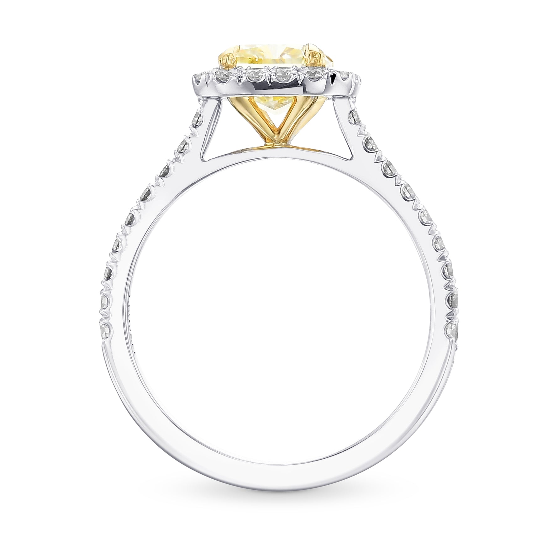 Fancy Yellow Cushion Halo Diamond Ring