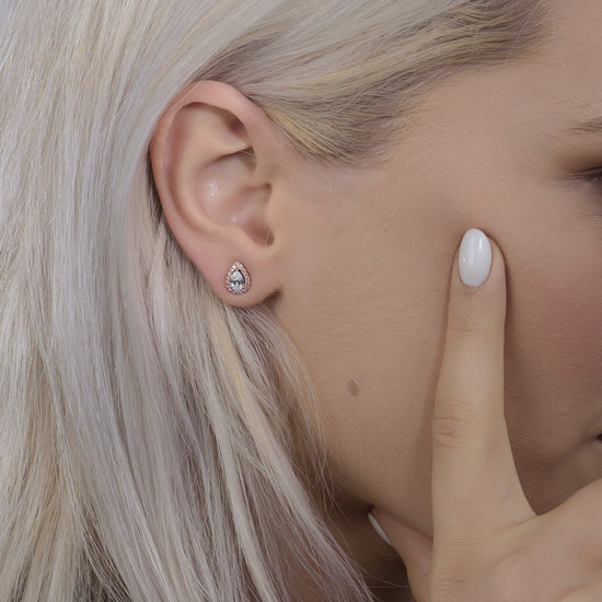  Pear shape Collection and Fancy Pink Halo Diamond Stud  Earrings
