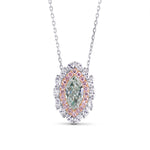 Light Green Marquise Diamond Double Halo Pendant