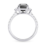 Fancy Black Cushion & Trapezoid Diamond Side-stone Ring 