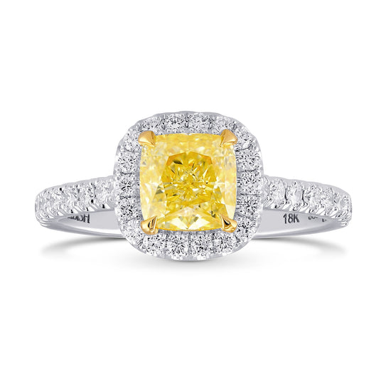 Fancy Light Yellow Cushion Diamond Halo Ring