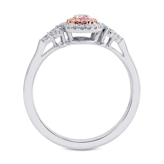 Fancy Vivid Purplish Pink Oval Argyle Diamond Double Halo Side-stone Ring