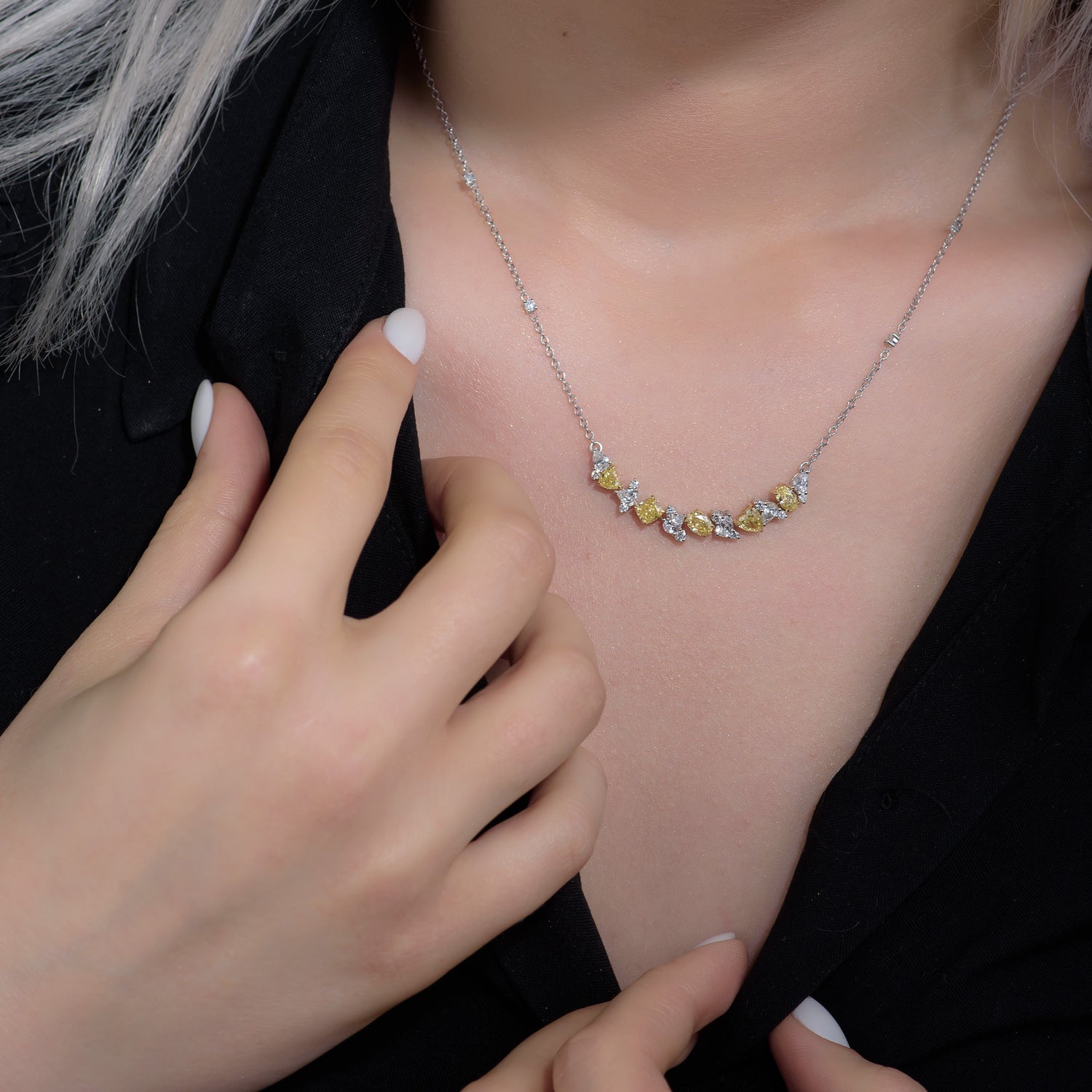 Fancy Yellow and Collection Mix Shape Diamond Necklace