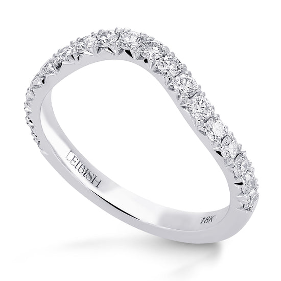 Contoured Half Eternity Diamond Wedding Band 