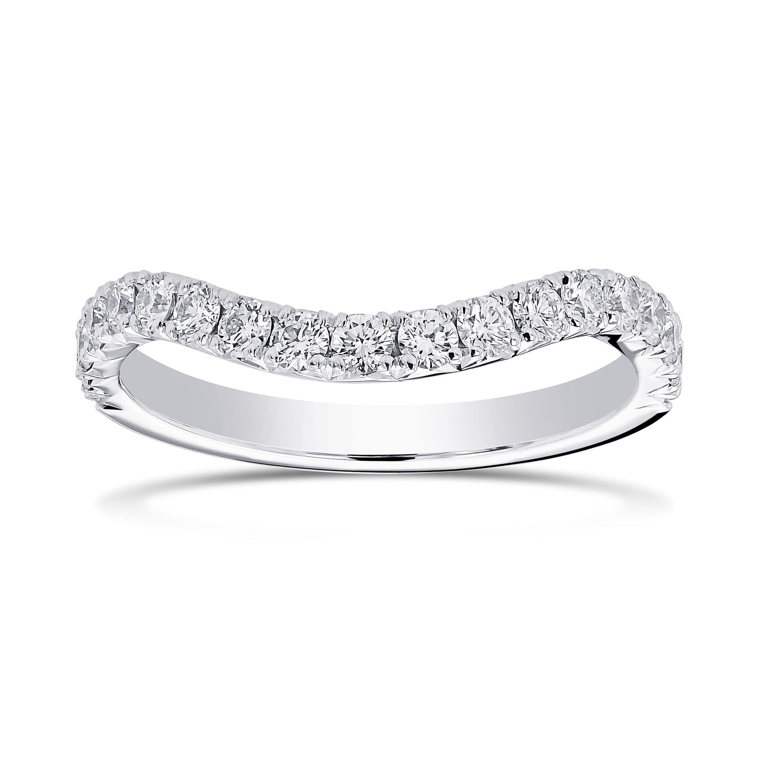 Contoured Half Eternity Diamond Wedding Band 