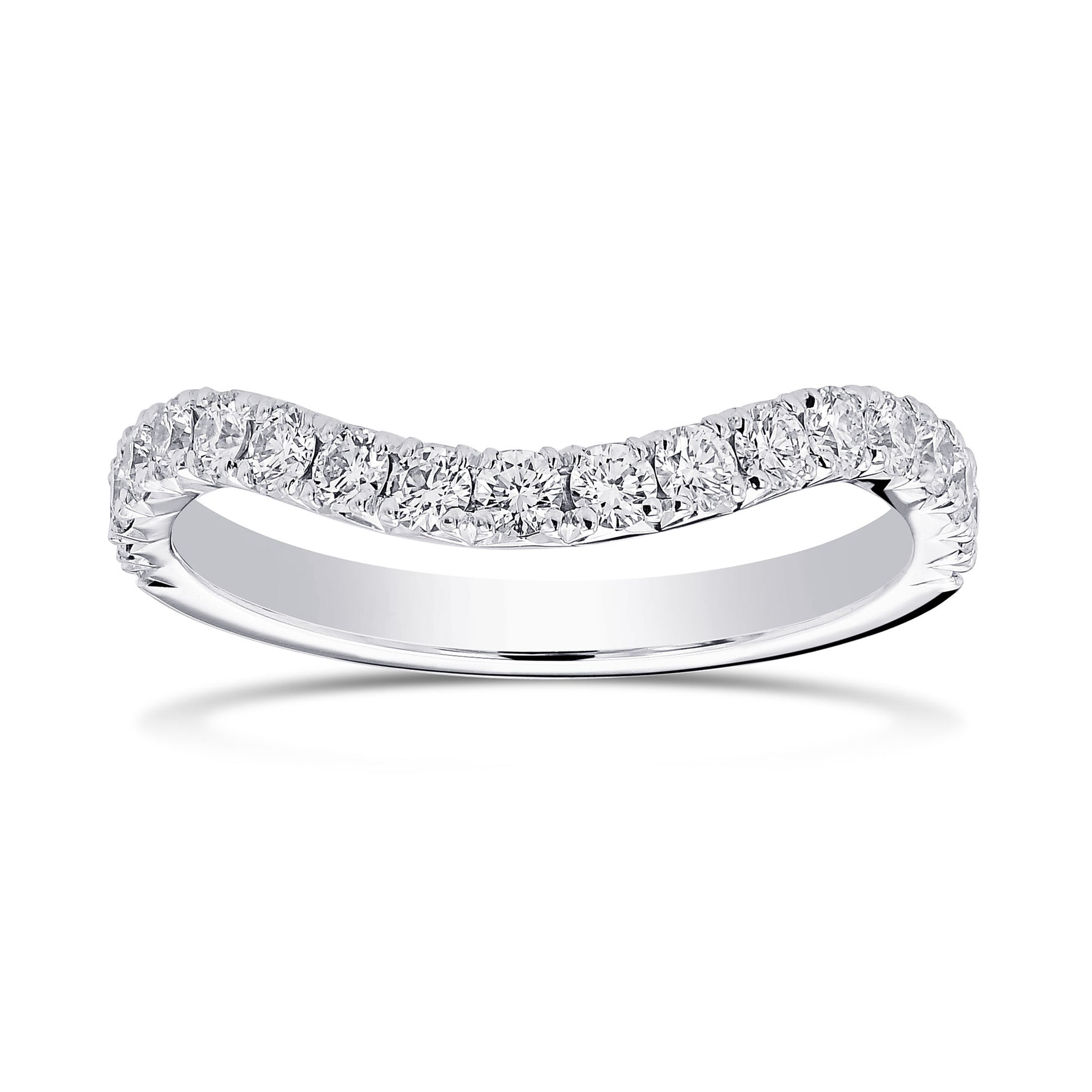 Contoured Half Eternity Diamond Wedding Band 